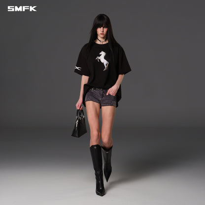 SMFK Vintage Loose Double-Side Tee Combed Cotton Wild Black