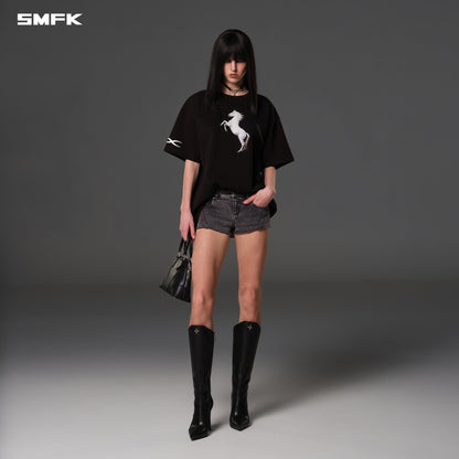 SMFK Vintage Loose Double-Side Tee Combed Cotton Wild Black