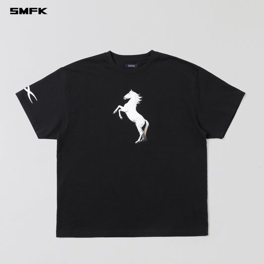 SMFK Vintage Loose Double-Side Tee Combed Cotton Wild Black