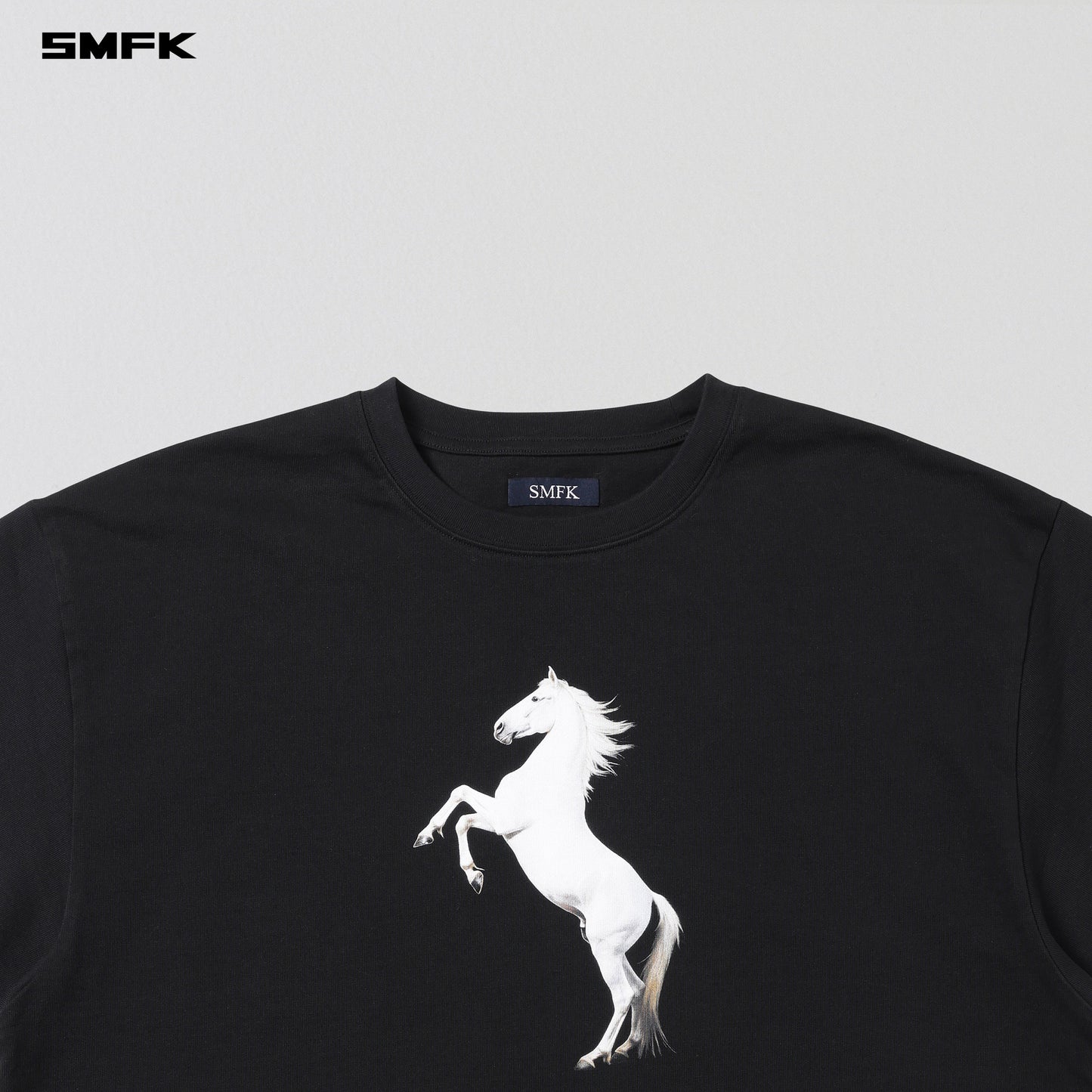 SMFK Vintage Loose Double-Side Tee Combed Cotton Wild Black