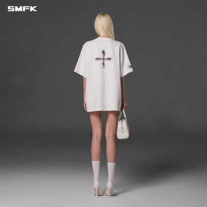 SMFK Vintage Loose Double-Side Tee Combed Cotton Cloud White