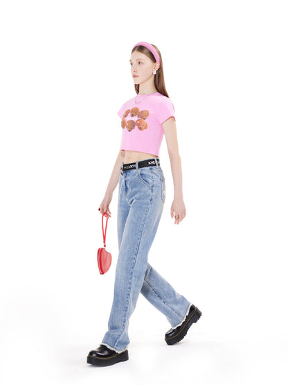 Andrea Martin Candy Puppy Crop Tee