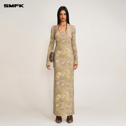 SMFK Vintage Hurricane Silk Fade Body Dress Hurricane Camouflage
