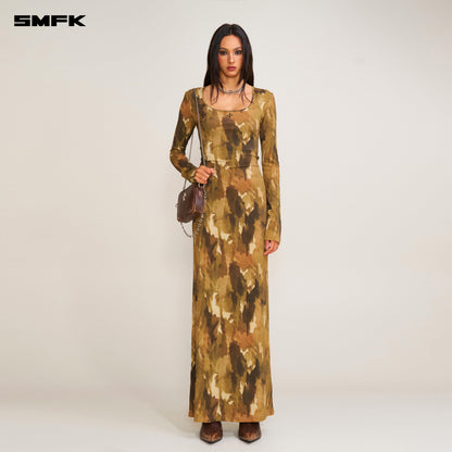 SMFK Vintage Hurricane Silk Fade Body Dress Chinese Ink Camouflage