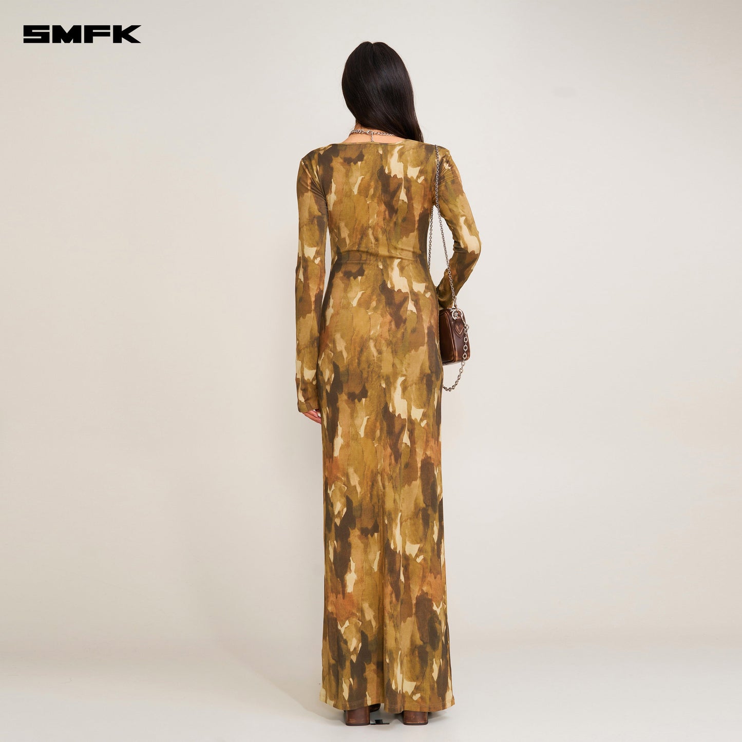 SMFK Vintage Hurricane Silk Fade Body Dress Chinese Ink Camouflage