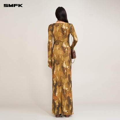 SMFK Vintage Hurricane Silk Fade Body Dress Chinese Ink Camouflage