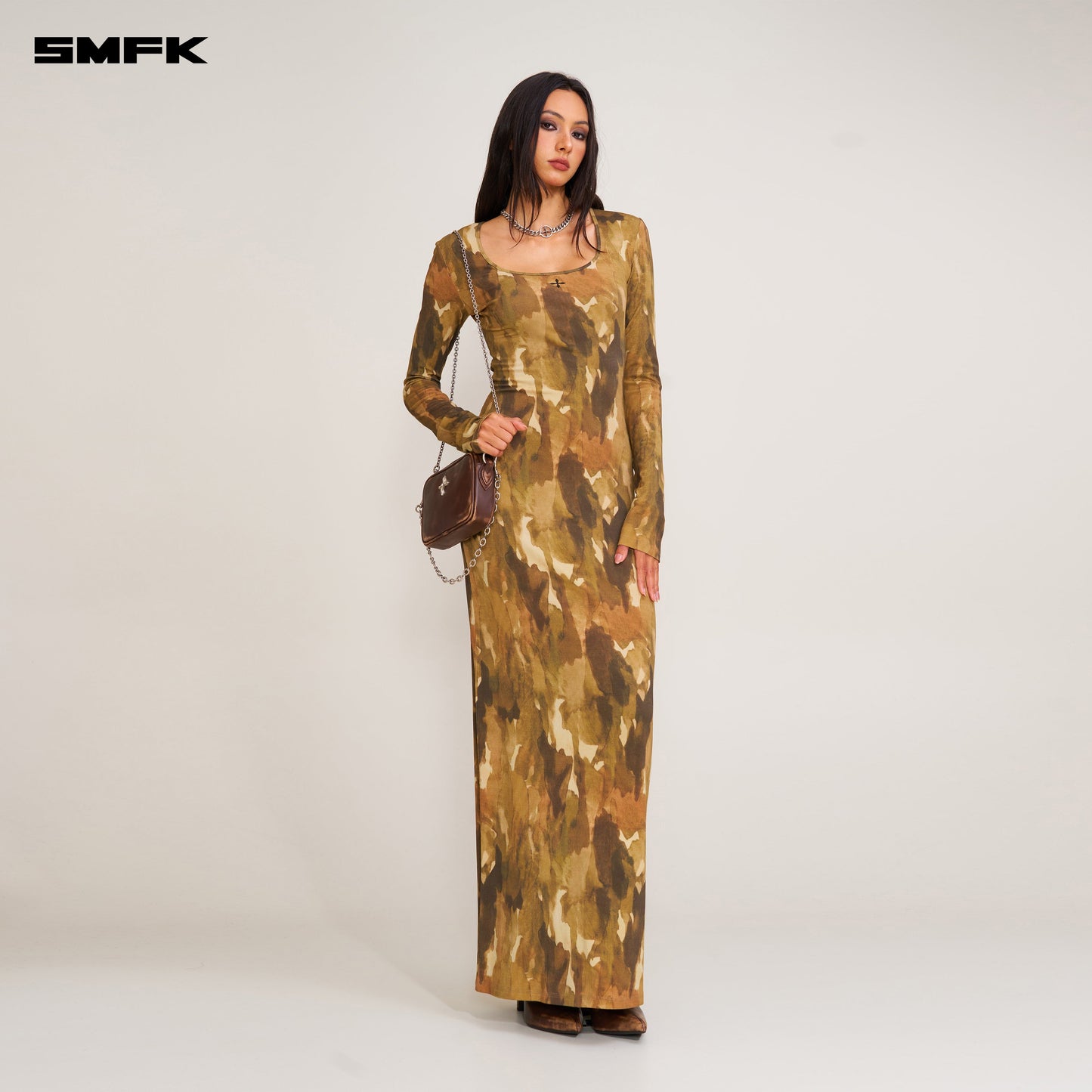SMFK Vintage Hurricane Silk Fade Body Dress Chinese Ink Camouflage
