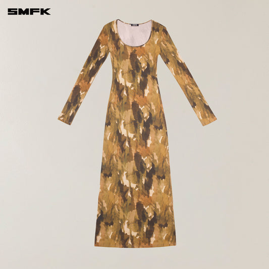 SMFK Vintage Hurricane Silk Fade Body Dress Chinese Ink Camouflage