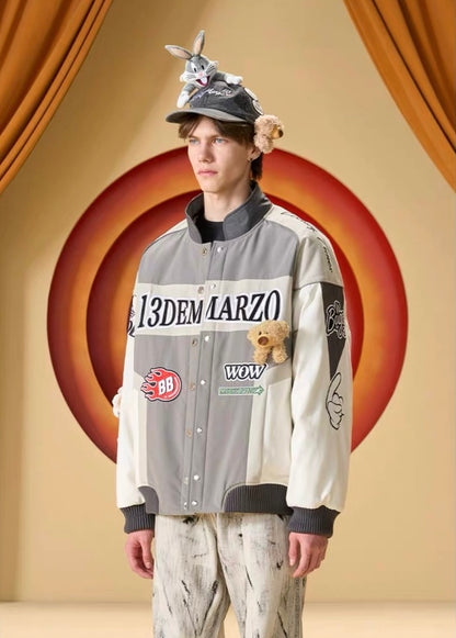 13DE MARZO x LOONEY TUNES Bugs Bunny Baseball Jacket Vapor Gray – Fixxshop