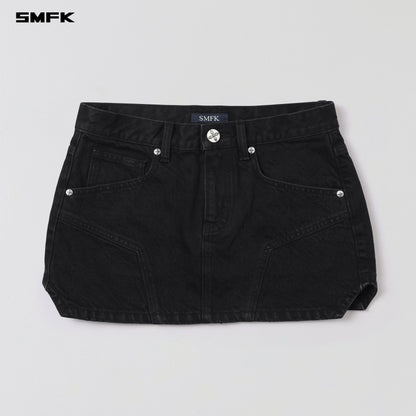 SMFK Compass Mirage Mode Denim Short Skirt Wild Black