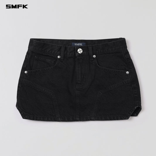 SMFK Compass Mirage Mode Denim Short Skirt Wild Black