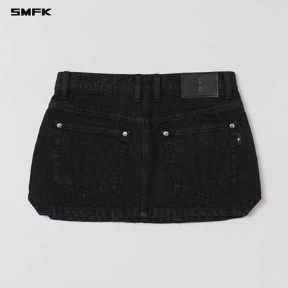 SMFK Compass Mirage Mode Denim Short Skirt Wild Black