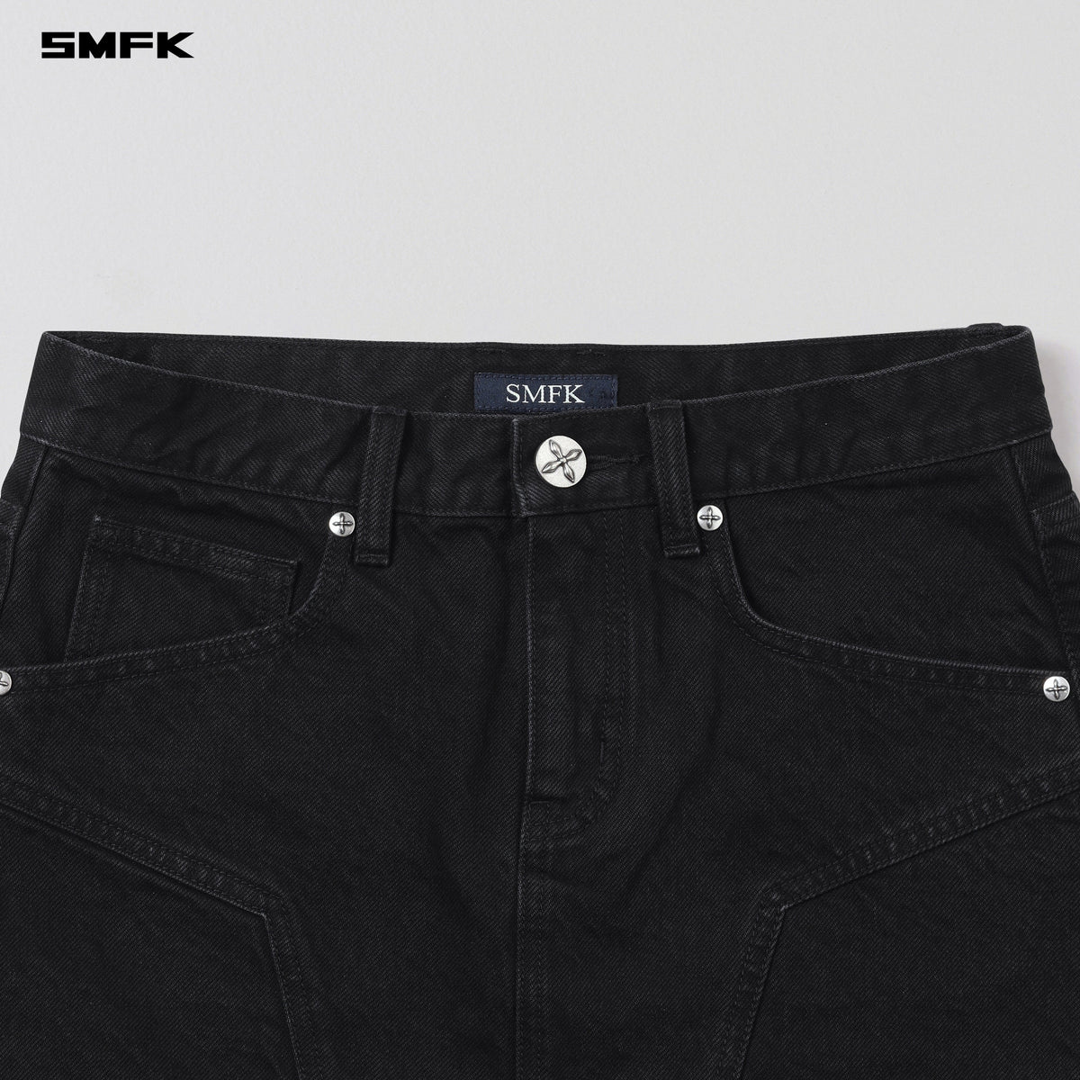 SMFK Compass Mirage Mode Denim Short Skirt Wild Black