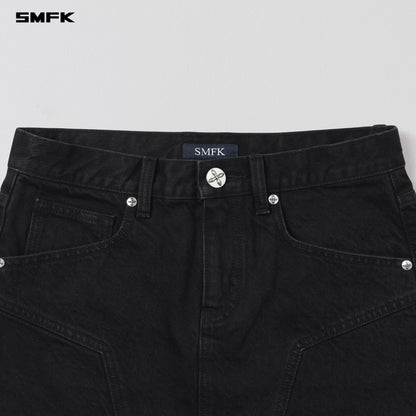 SMFK Compass Mirage Mode Denim Short Skirt Wild Black