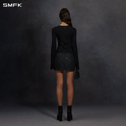 SMFK Mirage Prism Denim Short Skirt Denim Cotton Ink Black