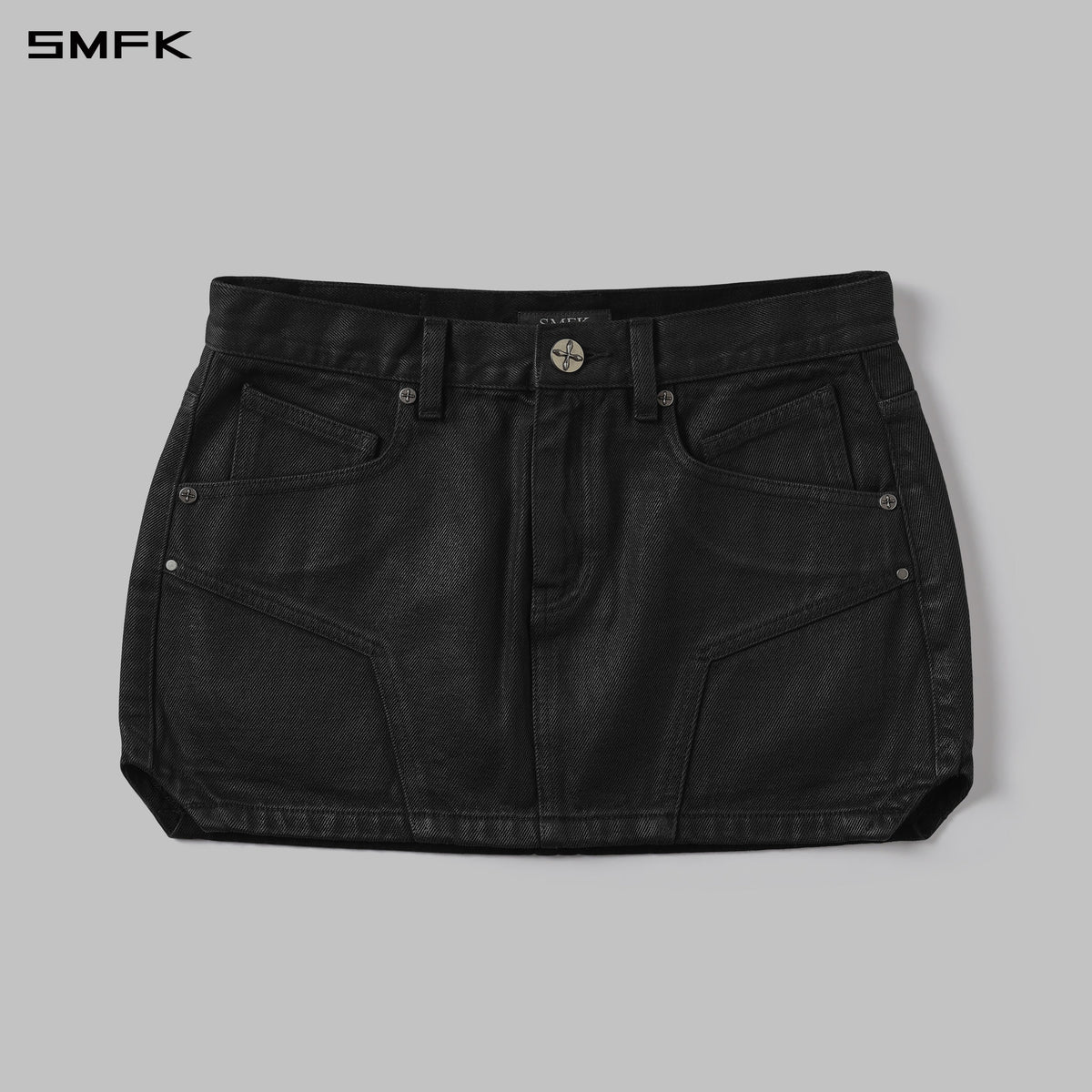 SMFK Mirage Prism Denim Short Skirt Denim Cotton Ink Black