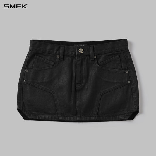 SMFK Mirage Prism Denim Short Skirt Denim Cotton Ink Black