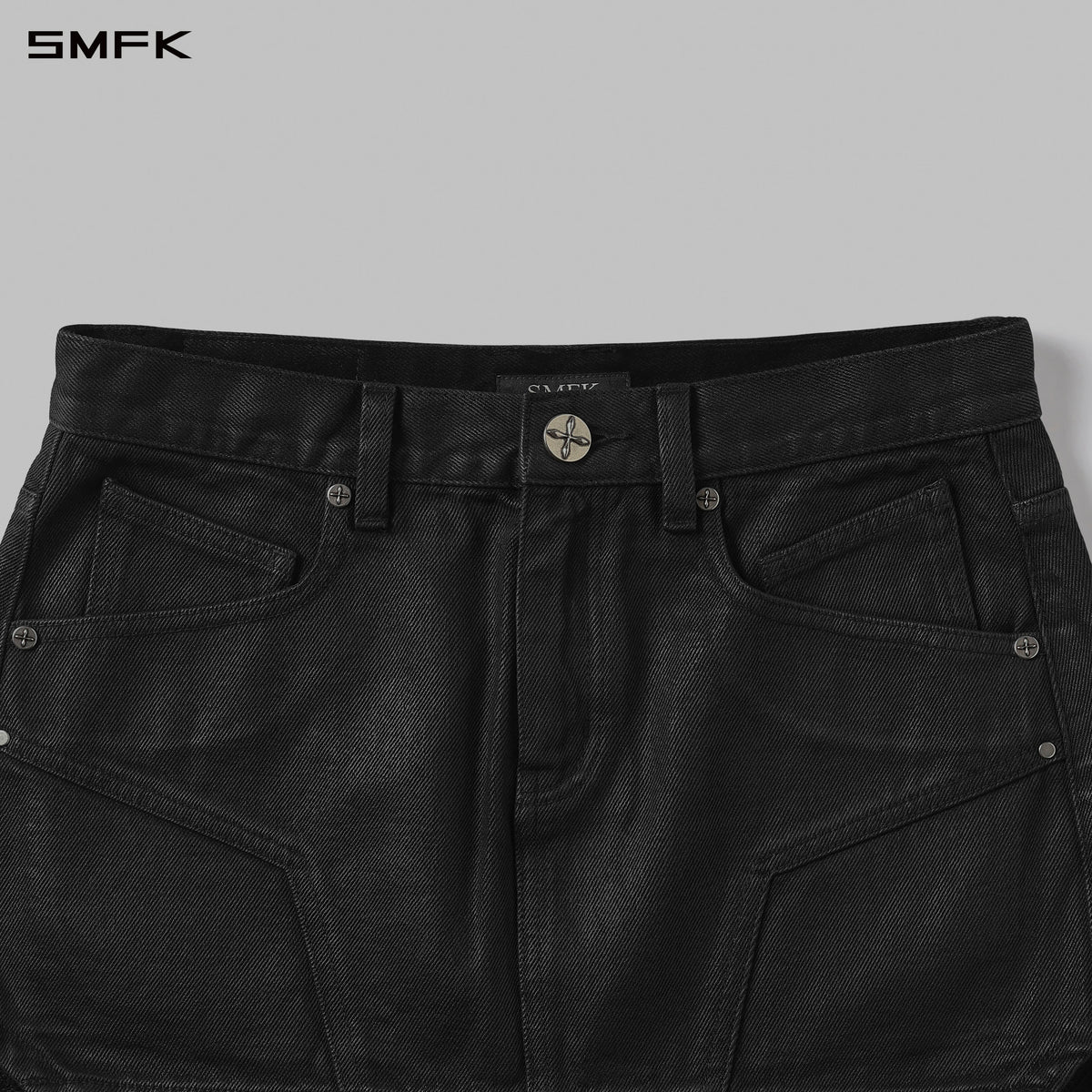 SMFK Mirage Prism Denim Short Skirt Denim Cotton Ink Black