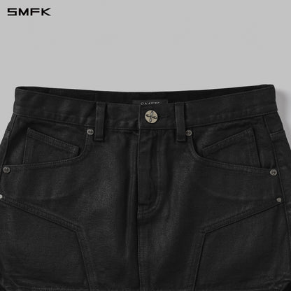 SMFK Mirage Prism Denim Short Skirt Denim Cotton Ink Black