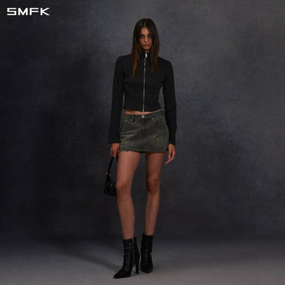 SMFK Mirage Prism Denim Short Skirt Denim Cotton Storm Grey