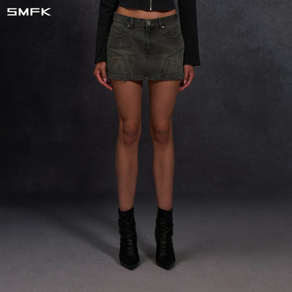 SMFK Mirage Prism Denim Short Skirt Denim Cotton Storm Grey