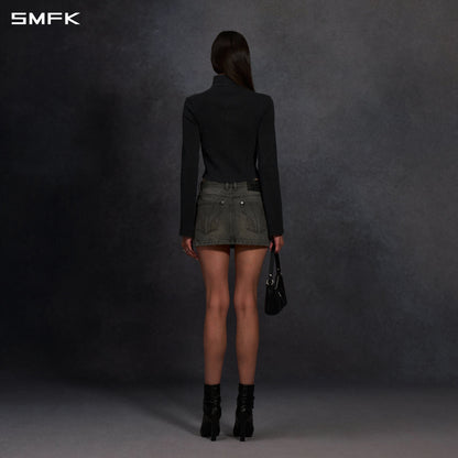 SMFK Mirage Prism Denim Short Skirt Denim Cotton Storm Grey