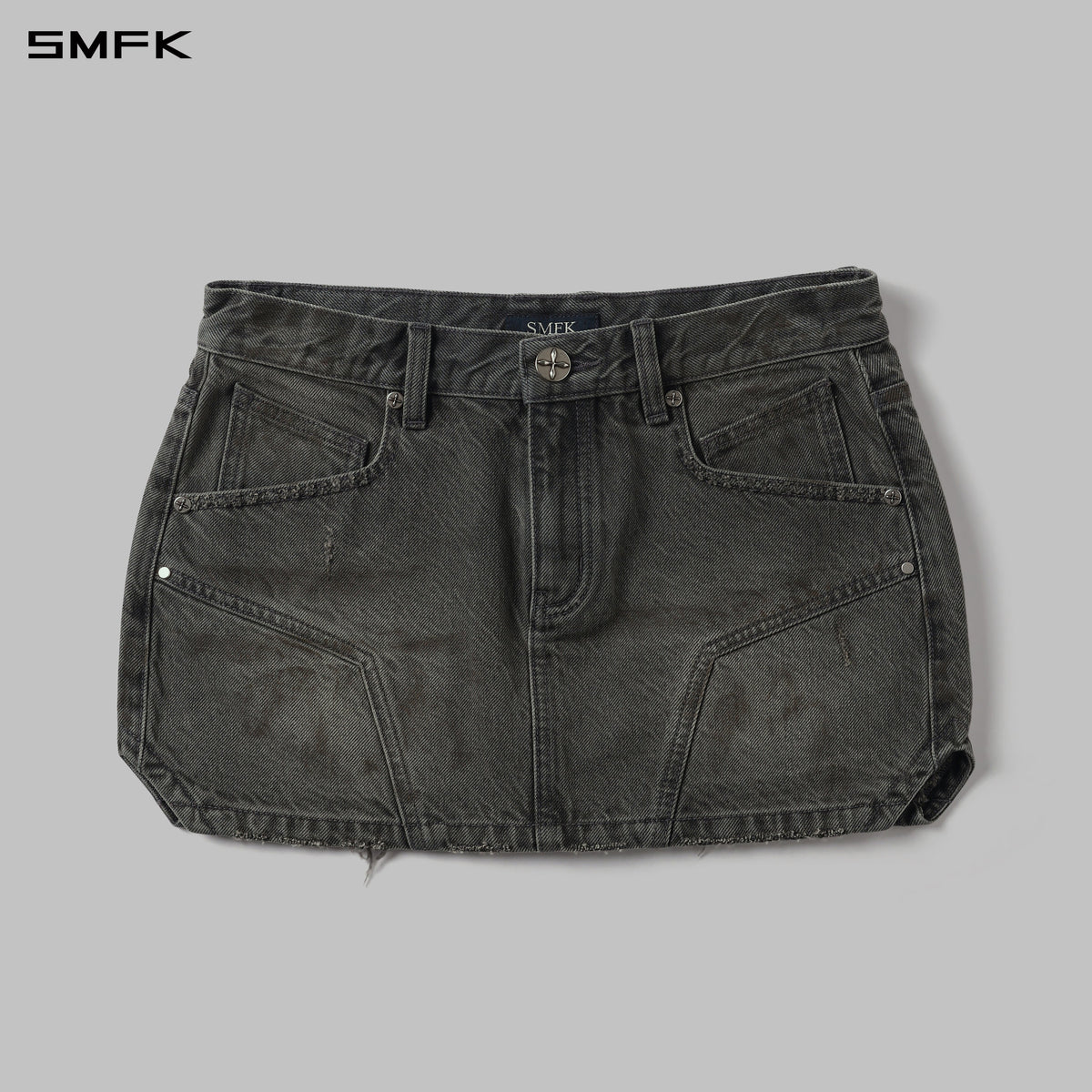 SMFK Mirage Prism Denim Short Skirt Denim Cotton Storm Grey