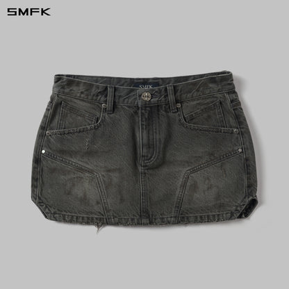 SMFK Mirage Prism Denim Short Skirt Denim Cotton Storm Grey