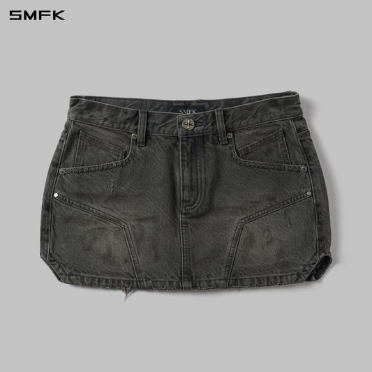 SMFK Mirage Prism Denim Short Skirt Denim Cotton Storm Grey