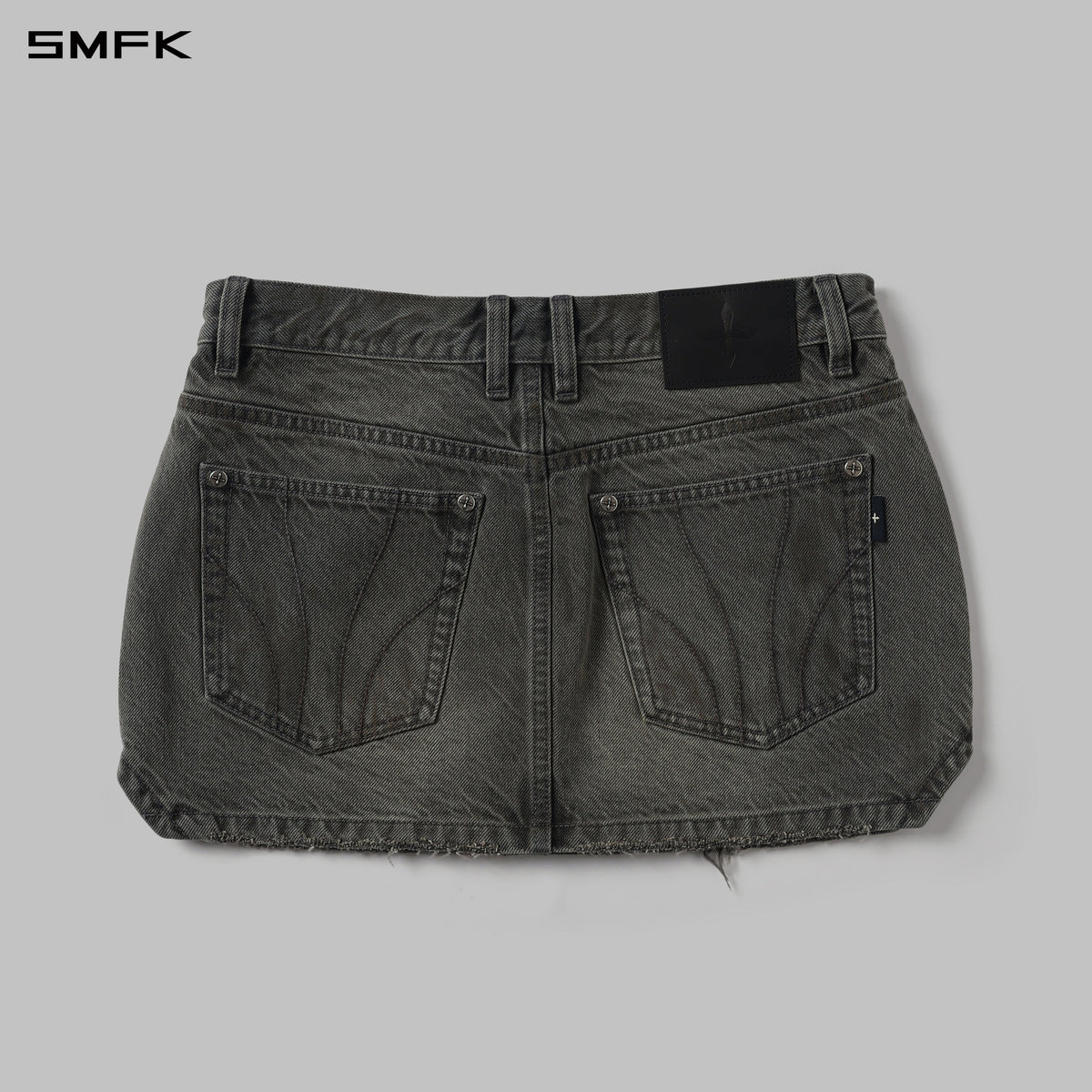 SMFK Mirage Prism Denim Short Skirt Denim Cotton Storm Grey