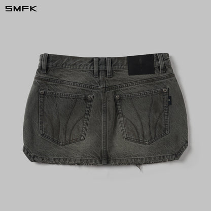 SMFK Mirage Prism Denim Short Skirt Denim Cotton Storm Grey