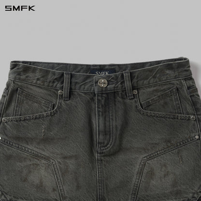 SMFK Mirage Prism Denim Short Skirt Denim Cotton Storm Grey