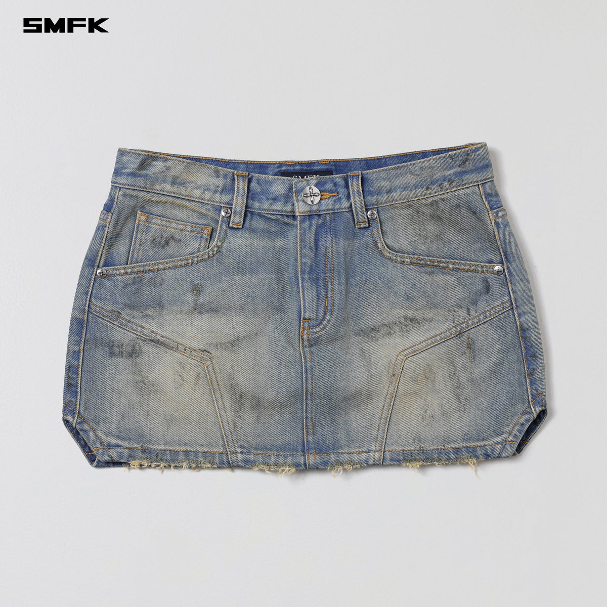 SMFK Compass Mirage Mode Denim Short Skirt Lake Blue