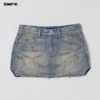 SMFK Compass Mirage Mode Denim Short Skirt Lake Blue