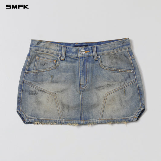 SMFK Compass Mirage Mode Denim Short Skirt Lake Blue