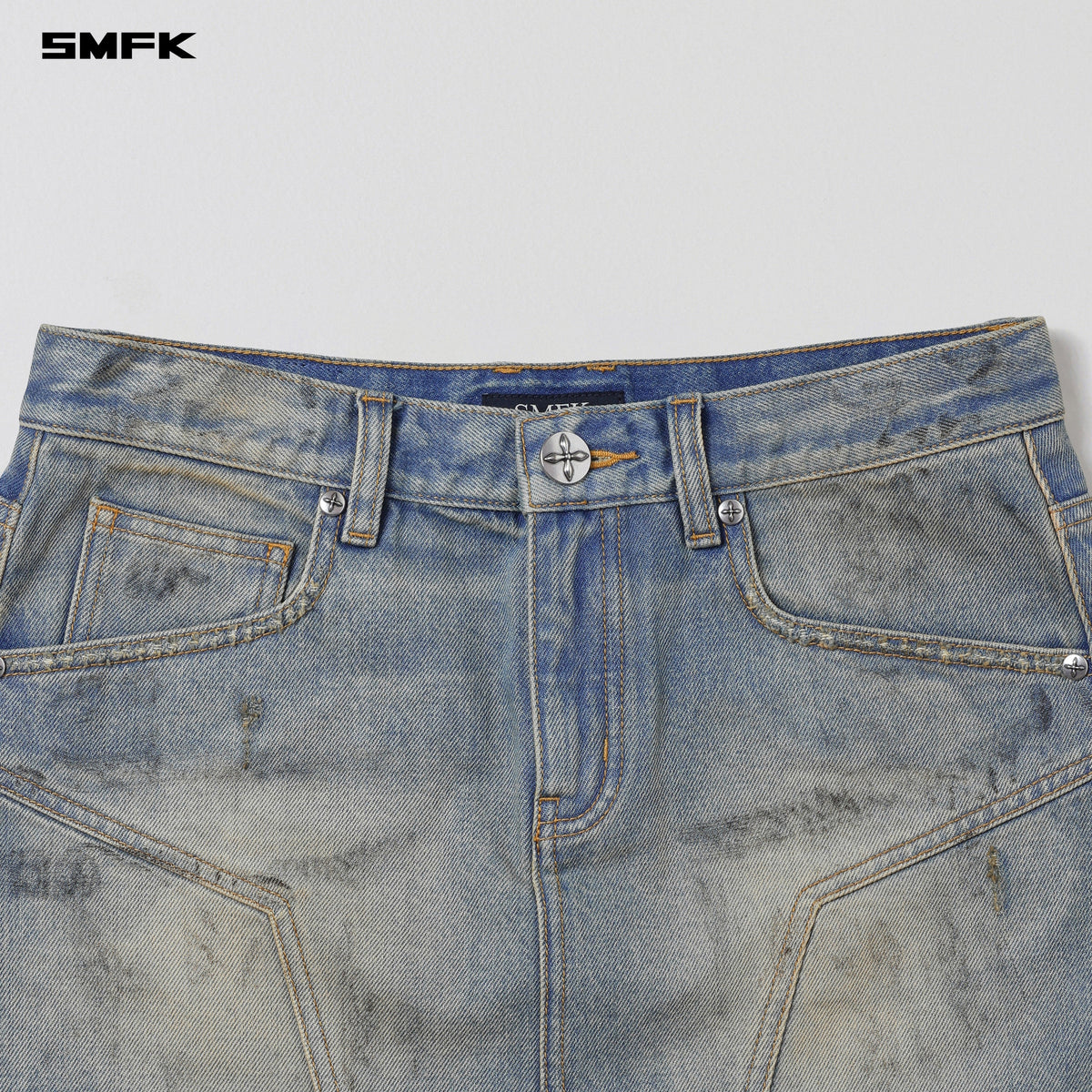 SMFK Compass Mirage Mode Denim Short Skirt Lake Blue