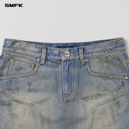 SMFK Compass Mirage Mode Denim Short Skirt Lake Blue