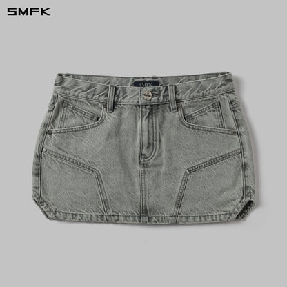 SMFK Mirage Prism Denim Short Skirt Denim Cotton Glacier Grey