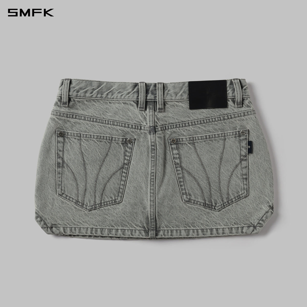 SMFK Mirage Prism Denim Short Skirt Denim Cotton Glacier Grey