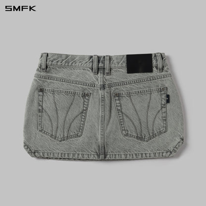 SMFK Mirage Prism Denim Short Skirt Denim Cotton Glacier Grey