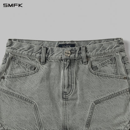 SMFK Mirage Prism Denim Short Skirt Denim Cotton Glacier Grey