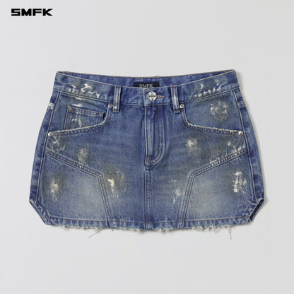SMFK Compass Mirage Mode Denim Short Skirt Marine Blue