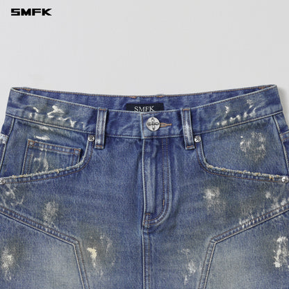 SMFK Compass Mirage Mode Denim Short Skirt Marine Blue