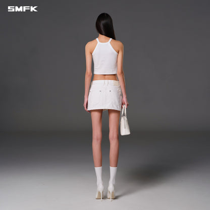 SMFK Compass Mirage Mode Denim Short Skirt Cloud White