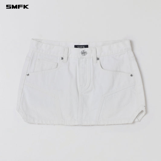 SMFK Compass Mirage Mode Denim Short Skirt Cloud White