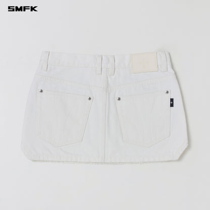 SMFK Compass Mirage Mode Denim Short Skirt Cloud White