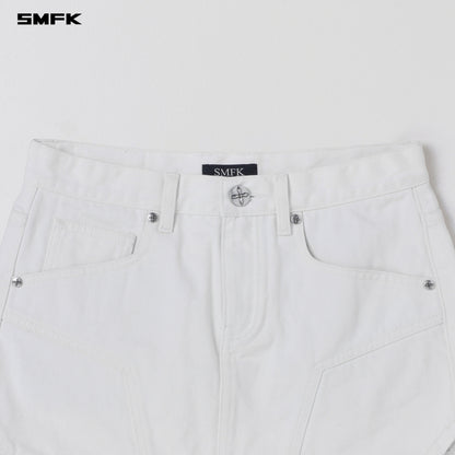 SMFK Compass Mirage Mode Denim Short Skirt Cloud White