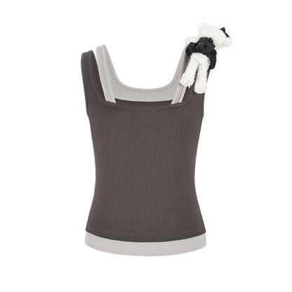 13DE MARZO Faux Gem Vest Dark Grey