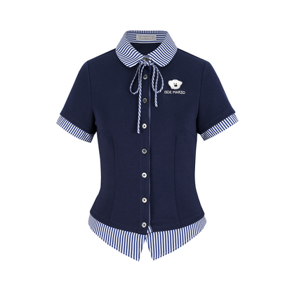 13DE MARZO Lines Bear Tight Shirt Nazy Blue