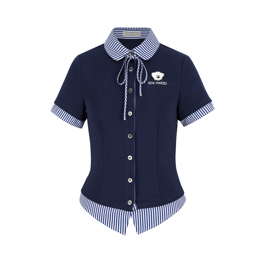 13DE MARZO Lines Bear Tight Shirt Nazy Blue